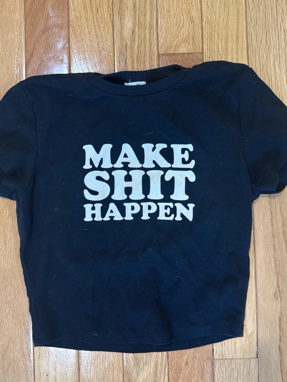 Garage Black Graphic Tee with Cream Text
